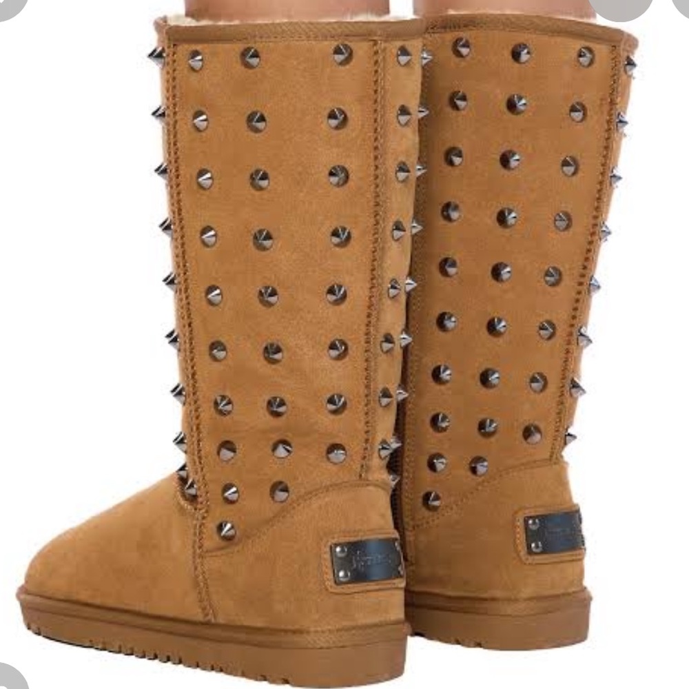 Heaven Sent Havoc Tan Studded Mid-Calf‎ Women's Boots NEW Size 10